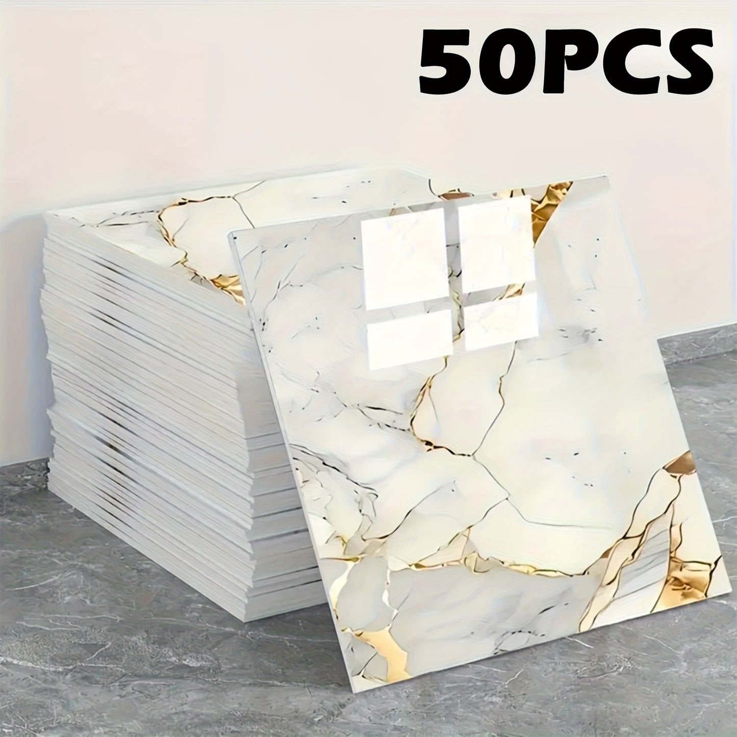 Peel and Stick Wall Tiles 50/100pcs Waterproof PVC Marble Self Adhesive Vinyl Tile Stickers for Bathroom Kitchen Living Room, TV Backdrop Shower Wall Panels Modern Home Decor Easy Installation