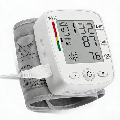 Wrist Blood Pressure Monitor Rechargeable - Digital BP Monitor with Large LCD, Voice Broadcast, 2×99 Memory & USB Charging, Portable Wrist Cuff for Home & Travel, Optional Bundle with Pulse Oximeter