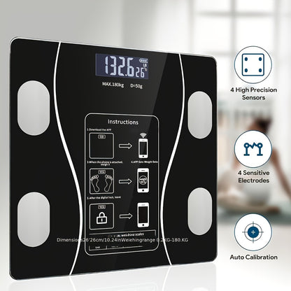 Digital Bathroom Scale Body Weight Scale LED Backlit Display Tempered Glass 400lb Capacity Compact