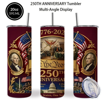 Travel Tumbler 20oz 250th Anniversary Whiskey Bottle Design Stainless Steel Insulated Cup with Lid & Straw Hot Cold Drinks Gift for Men Collectors Father's Day