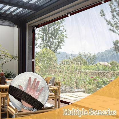 Clear Waterproof Tarp Heavy Duty Thickened Outdoor Cover with Sealed Edges, Transparent Rain Tarp for Patio, Porch Awning, Chicken Coop, Camping & Greenhouse, Multiple Sizes Available