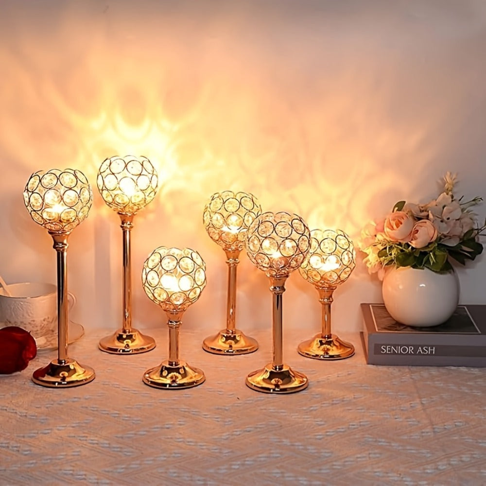 Crystal Candelabra Centerpiece – Gold & Silver Taper Candle Holders for Wedding, Anniversary, Candlelit Dinner, Birthday & Party Table Decor, Home & Hotel Decoration, 3-Pack & 6-Pack (Candles Not Included)