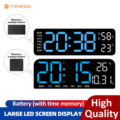 Large Digital LED Wall Clock Dual Alarm Clock with Temperature Date Display Brightness Adjustment 12/24H USB Powered for Living Room Bedroom Office Back to School Gift
