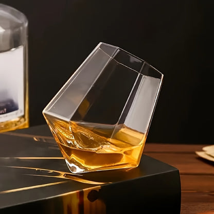 Whiskey Decanter Set with 2 Diamond Glasses & Wooden Rack | Brick Stone Design – Bourbon Rum Vodka Tequila Gift Set for Men Home Bar