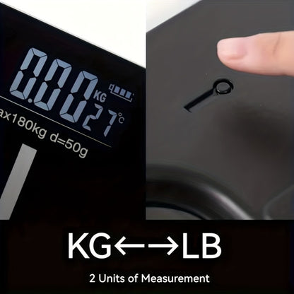 USB Rechargeable Bathroom Scale 400lb – Smart Digital Body Weight Scale, HD LCD & Fahrenheit Temperature Display, kg/lb Switch, Ultra-Wide Platform, USB Charging or Battery Powered, Black & Pink