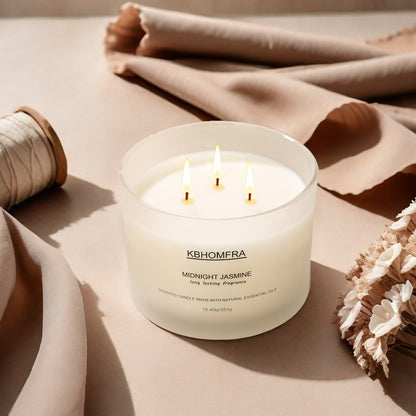 Scented Candles 3-Wick Large Soy Wax Candle 12.4oz - 70 Hour Burn Time, Natural Soy Blend & Beeswax, Luxury Gift Box, 6 Scents: Vanilla Coconut, Lemon Lavender, Jasmine, Citrus Sage, Pink Sands, Gardenia