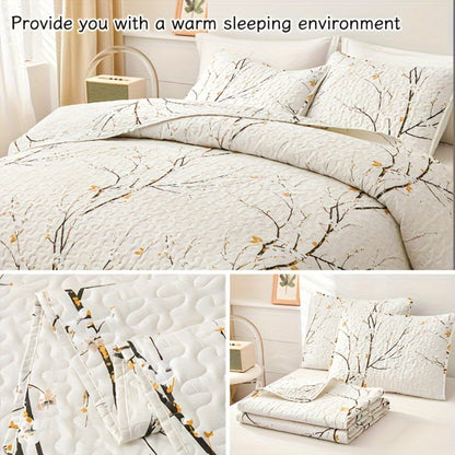 Reversible Floral Comforter Quilt Set – Soft Microfiber Botanical Bedding, Twin Full Queen King, All Seasons – White, Blue, Pink & More