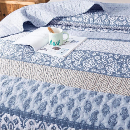 Floral Quilt Set Lightweight Bedspread Coverlet 2 or 3-Piece, All Season Hypoallergenic Breathable Paisley Patchwork Print Quilt for Bedroom Guest Room Dorm RV Cabin, Twin Queen King, Shabby Chic