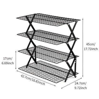 4-Tier Collapsible Cooling Rack Set with Muffin Cups - Metal Wire Baking Rack for Cookies Cakes Bread Roasting BBQ Countertop Kitchen Drying Rack
