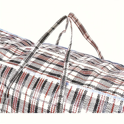 Large Moving Storage Bags 3 Pack Heavy Duty Reusable Zipper Organizer Bags for Clothes Bedding Blankets, High Capacity Checkered Fabric Bags for Home Moving Closet Organization Holiday Decor Storage