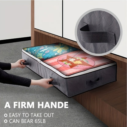 Under Bed Storage Box Extra Large 23.78gal with Transparent Window & Sturdy Handles — Clothes, Quilts & Bedding Organizer for Home | Gray | 2 or 6 Pack