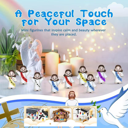 100pcs Mini Jesus Statue Party Favors - Religious Baptism First Communion VBS Crafts Gift Random Color