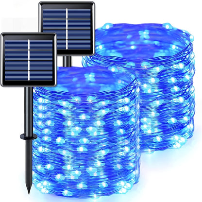 Solar Fairy String Lights Outdoor – 110 LED Copper Wire Solar Twinkle Lights with 8 Modes & Touch Control for Christmas Tree, Garden, Patio, Wedding & Party – 2, 4 or 8 Pack