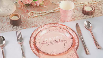 Birthday Party Plates and Napkins Set 175pcs Pink Rose Gold Disposable Tableware Forks Knives Spoons Serves 25 Guests Girl Birthday Party Supplies