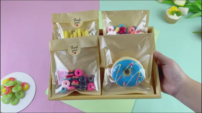 Cookie Bags with Window 300pcs Kraft Paper Treat Bags with Thank You Stickers Grease Resistant Clear Front Bakery Bags for Cookies Donuts Pastry Snack Packaging