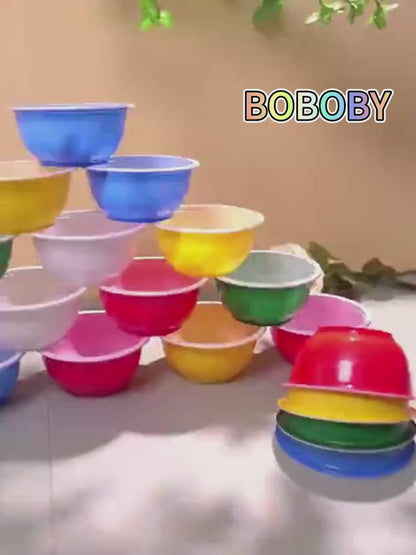 Plastic Bowls 120 Pack 13oz Disposable Serving Bowls with Football Print for Party Wedding Picnic BBQ Ice Cream Salad Snack Soup Red Yellow Green
