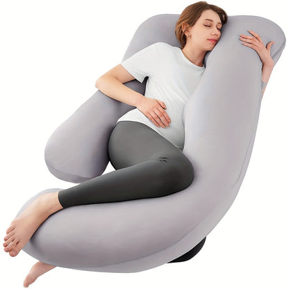Pregnancy Pillow J-Shape 60 Inch Full Body Maternity Pillow with Velvet Cover – Back Leg Belly Support for Pregnant Women Side Sleeper Body Pillow Multiple Colors