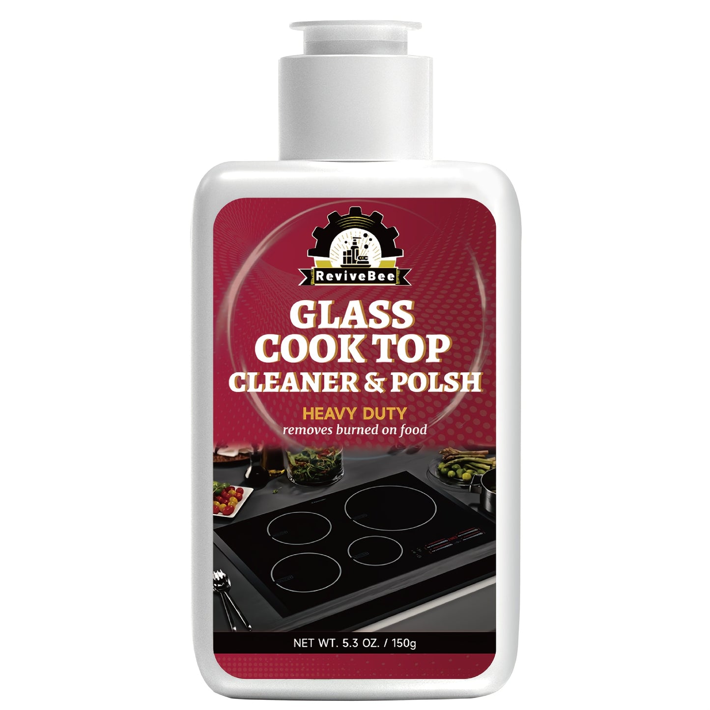 Ceramic Stove Cleaner Gel – Fast-Acting Stovetop Cleaner Removes Burnt-On Grease & Stains Without Scratching, Non-Toxic Non-Irritating Formula for Glass Ceramic Cooktop, Kitchen Cleaning Essentials