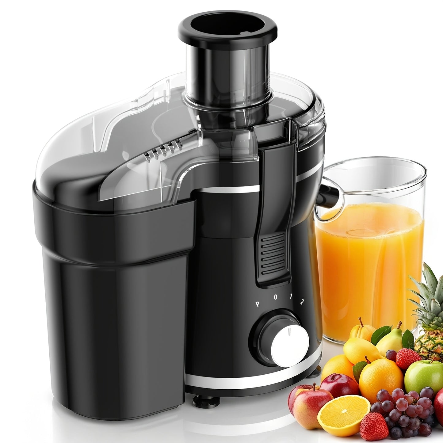 Centrifugal Juicer Machine 500W Wide 3" Feed Chute for Whole Fruits & Vegetables - Dual Speed, High Juice Yield, Stainless Steel, Dishwasher Safe Detachable Parts, Easy Clean Juicer for Healthy Living