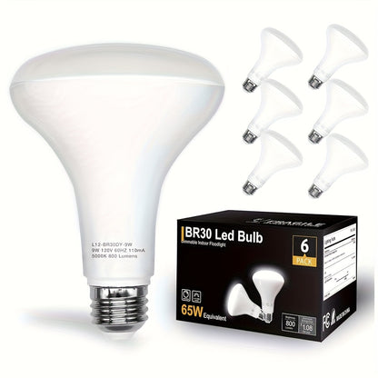BR30 LED Flood Light Bulbs Dimmable 9W = 65W Equivalent 800 Lumens E26 Base CRI 80+ Recessed Light Bulbs for Ceiling Kitchen – 2700K Soft White or 5000K Daylight – Available in 6-Pack & 24-Pack