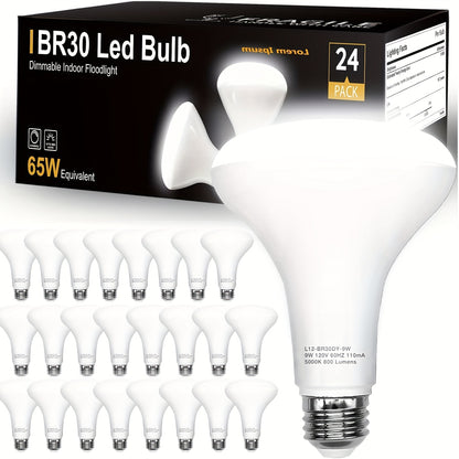 BR30 LED Flood Light Bulbs Dimmable 9W = 65W Equivalent 800 Lumens E26 Base CRI 80+ Recessed Light Bulbs for Ceiling Kitchen – 2700K Soft White or 5000K Daylight – Available in 6-Pack & 24-Pack