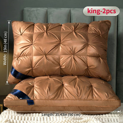 Luxury Hotel Pillows 2PCS, Cool Breathable Pillow Insert, Fluffy Resilient Neck Support, Soft Comfortable Sleeping Pillow, Queen King Size, White Black Navy Pink Gray Brown