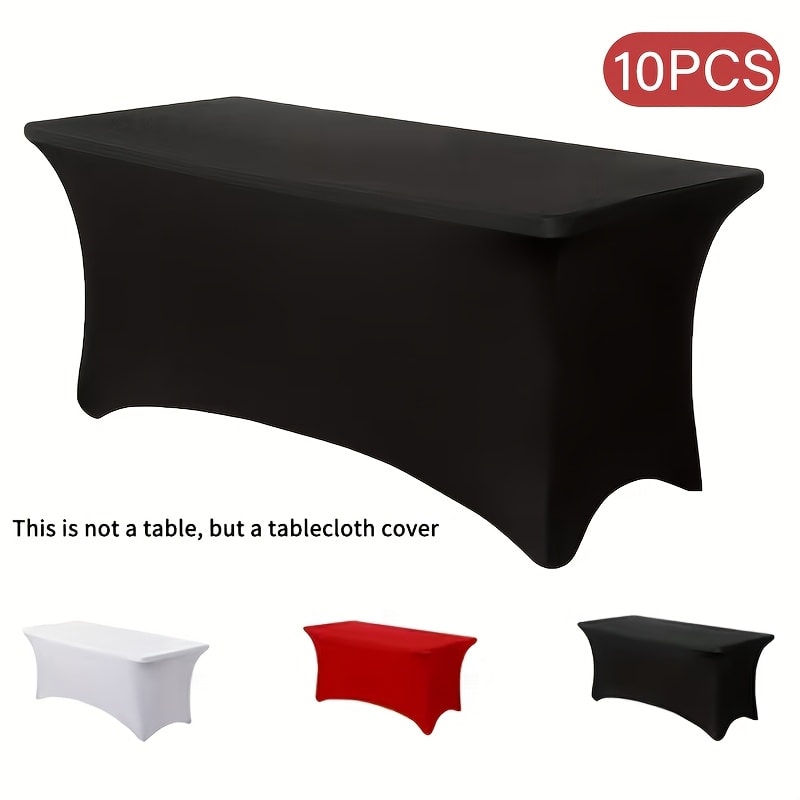 Spandex Tablecloth 6 Foot Rectangular Stretch Table Cover for Parties Weddings Banquets – Wrinkle-Free Full Coverage Fitted Table Cloth for Events