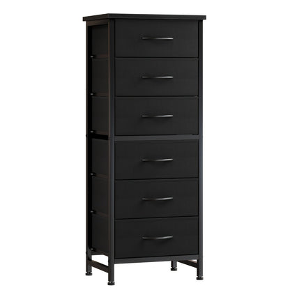 6 Drawer Fabric Dresser with Steel Frame Wooden Top - Storage Chest Organizer for Bedroom Closet Hallway Living Room