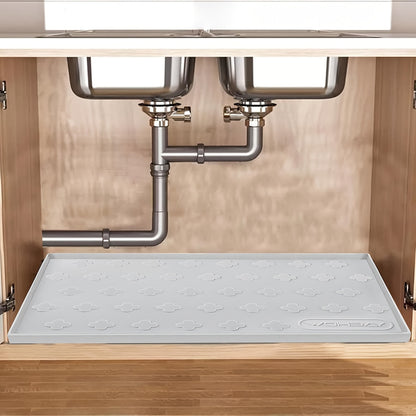 Silicone Under Sink Mat 34" x 22" Food Grade Waterproof Cabinet Liner, Honeycomb Pattern Drip Tray for Kitchen Bathroom Cabinet Organizer, Holds 2+ Gallons, Easy Clean Non-Toxic Boot Tray