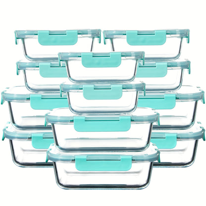 Glass Food Storage Containers with Airtight Lids - Borosilicate Glass Meal Prep Containers Set, Microwave Dishwasher Freezer Safe, BPA Free, Leak Proof Lunch Containers for Kitchen