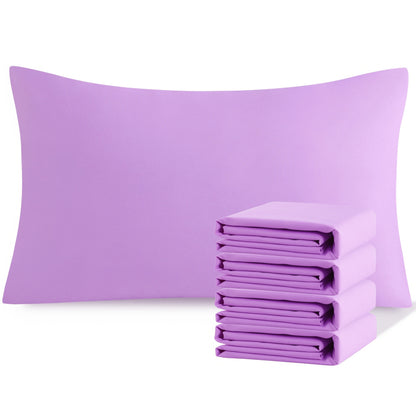 Pillowcases 4 Pack Queen 20x30 – Brushed Microfiber Soft Wrinkle-Free Fade-Resistant Envelope Closure Solid Color 32 Colors