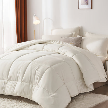 Comforter Set Soft Breathable Microfiber Bed in a Bag with Fitted Sheet Flat Sheet Pillowcases & Shams – All Season Fluffy Checkered Bedding Set Twin Full Queen King