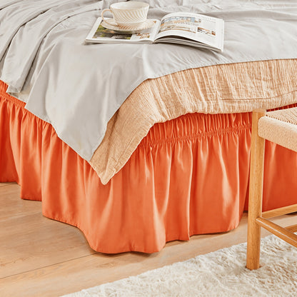 Bed Skirt with Adjustable Elastic Belt - Ruffle Microfiber Dust Ruffle 15 Inch Drop, Hotel Quality, Fade Resistant, Machine Washable, Easy Wrap Fit