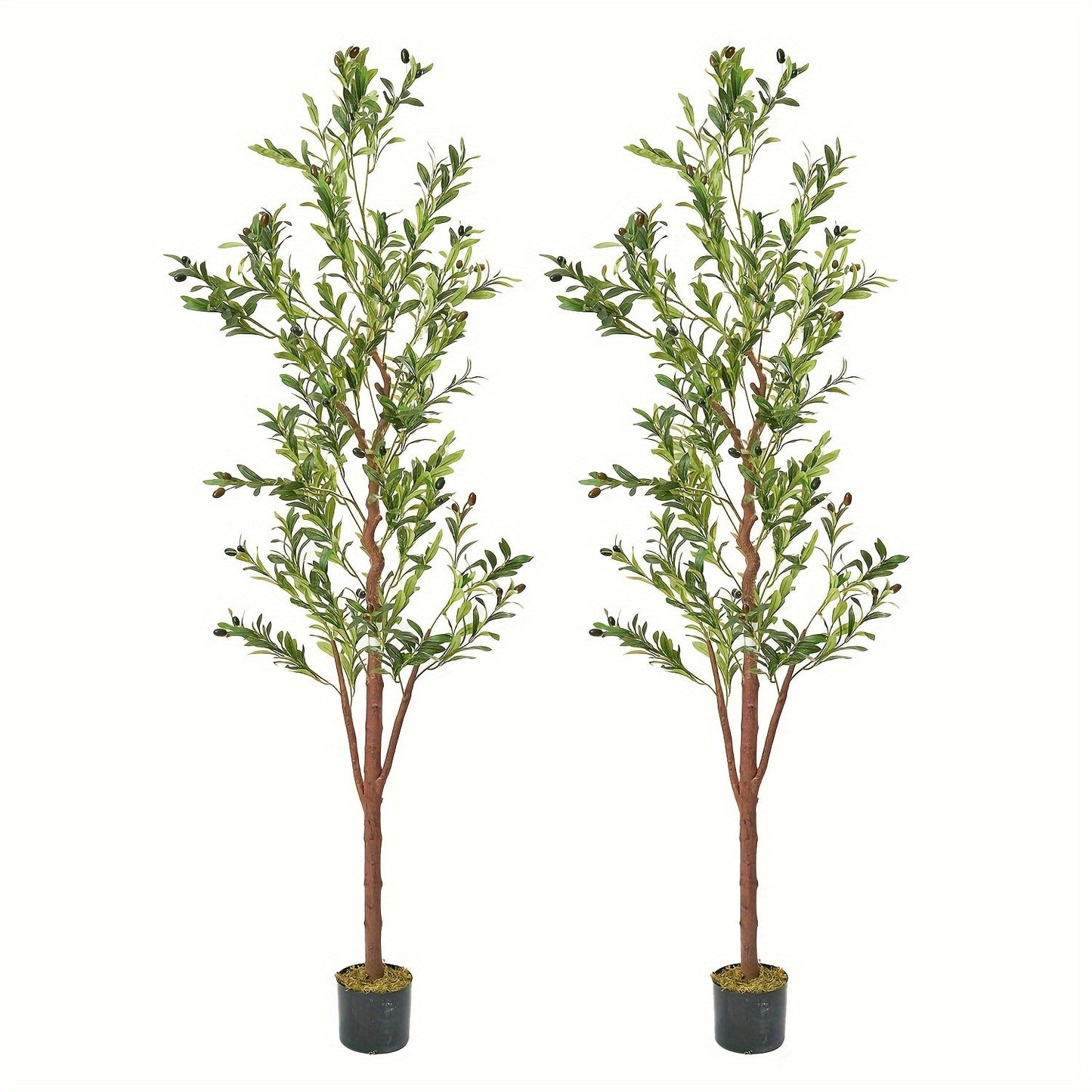Artificial Olive Tree Large Faux Indoor Tree with Pot – Realistic 5FT 6FT 7FT Multi-Trunk Fake Olive Tree with Leaves & Fruits for Living Room Home Office Entryway Decor