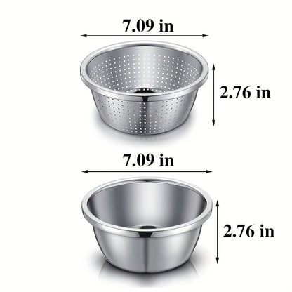 Stainless Steel Colander with Mixing Bowl Set 304 Food Grade Strainer Bowl for Washing Vegetables Fruit Rice Dishwasher Safe Kitchen Colander Sieve Multiple Sizes
