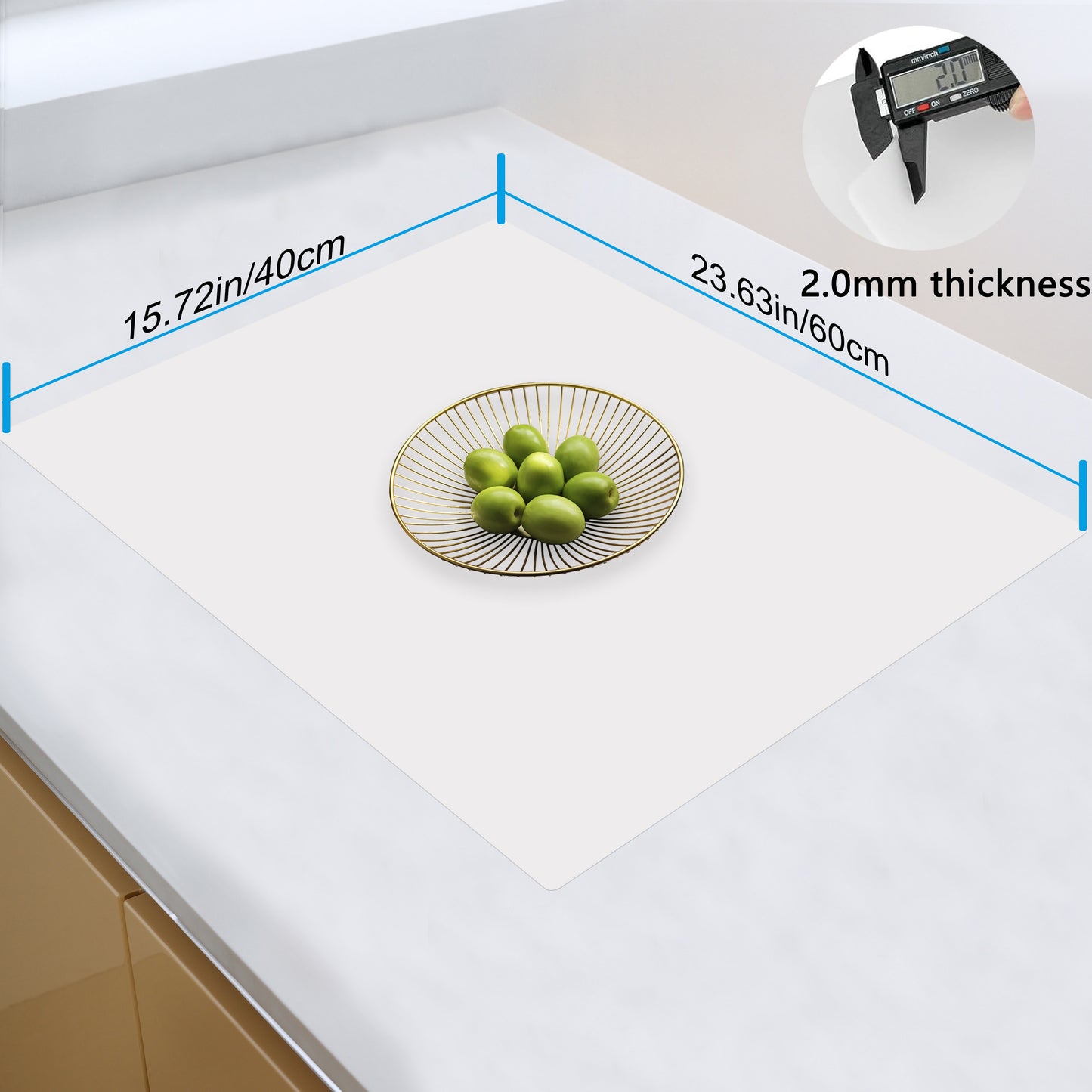 Extra Large Silicone Mat for Kitchen Counter – Nonslip Heat Resistant Countertop Protector, Nonstick Waterproof Craft Mat & Placemat, Multiple Sizes & Colors