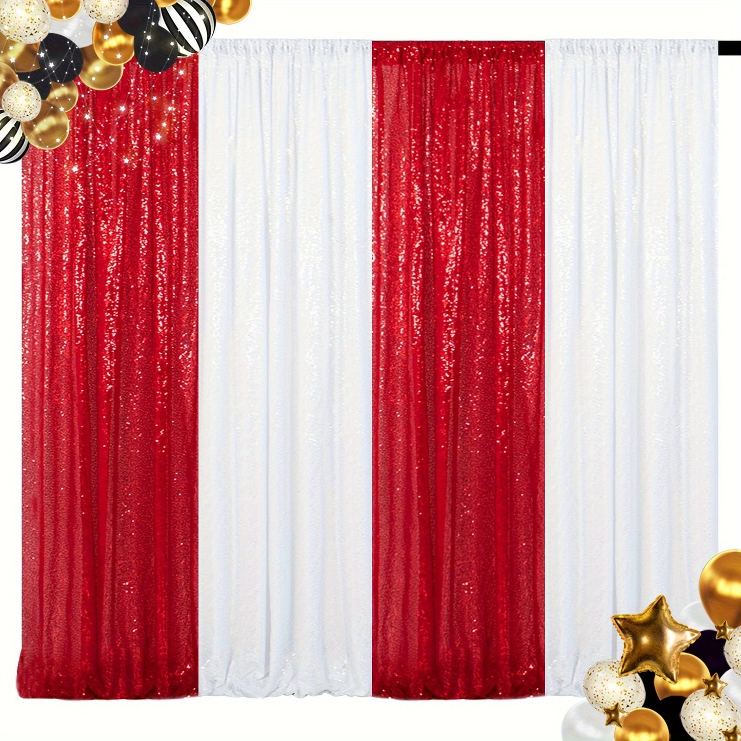 Sequin Backdrop Curtain 4 Panels 2FTx8FT – Shimmer Glitter Background for Wedding Party Photo Booth Decoration