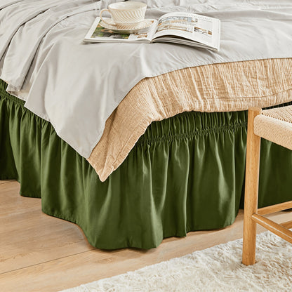Ruffled Bed Skirt with Adjustable Elastic - Twin Full Queen King, 15-Inch Drop, Machine Washable, 30 Colors