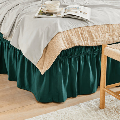 Ruffled Bed Skirt with Adjustable Elastic - Twin Full Queen King, 15-Inch Drop, Machine Washable, 30 Colors
