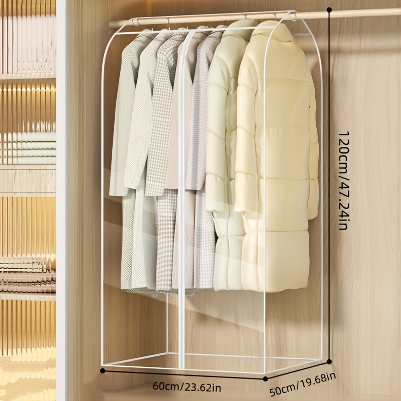 Garment Bag Transparent Hanging Clothes Dust Cover with Zipper, Thickened Waterproof & Washable Storage Bag for Coats, Dresses & Suits — Clear Closet Organizer, Multiple Sizes