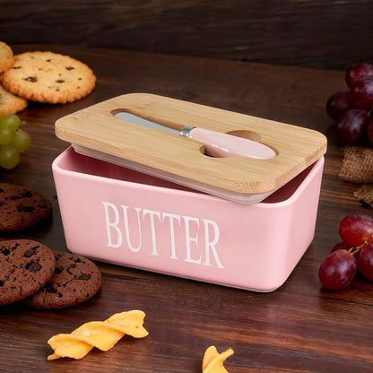 Ceramic Butter Dish with Lid and Knife – Large Countertop Butter Keeper, Airtight Seal, Easy-Clean Design, Multiple Colors – Kitchen Gift for Butter Lovers
