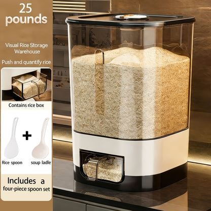 Airtight Rice Container with Measuring Cup | Large Capacity Moisture-Proof Rice Dispenser for Rice, Grains, Flour, Pet Food – BPA-Free Kitchen Food Storage