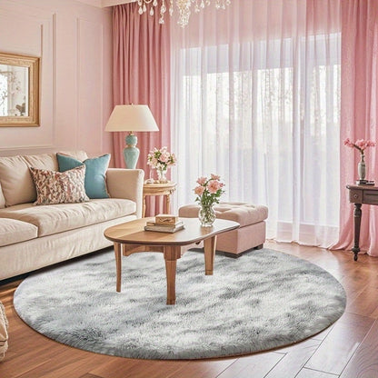 Round Faux Fur Area Rug - Soft Plush Circle Carpet for Living Room Bedroom, Machine Washable, Multiple Colors & Sizes