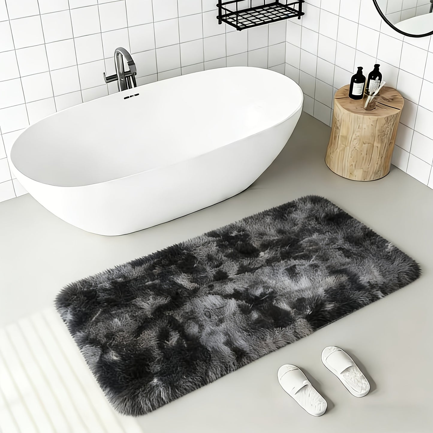 Fluffy Area Rug Tie-Dye Soft Carpet for Living Room Bedroom Office Thickened 1000g/㎡ Machine-Woven Indoor Mat Multi-Color Multi-Size Dark Gray Light Grey Khaki Pink Black White Purple