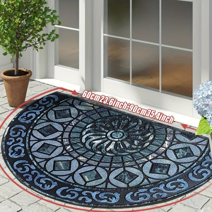 Outdoor Door Mat Heavy Duty Non-Slip Welcome Mat for Front Door Entrance Patio Porch, Durable Low-Profile Rug, Multiple Colors & Sizes, Light Blue Brown Dark Blue Gray Rainbow