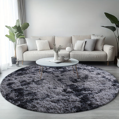 Round Shaggy Plush Rug – Soft Fluffy Circular Carpet for Bedroom & Living Room, Easy Clean
