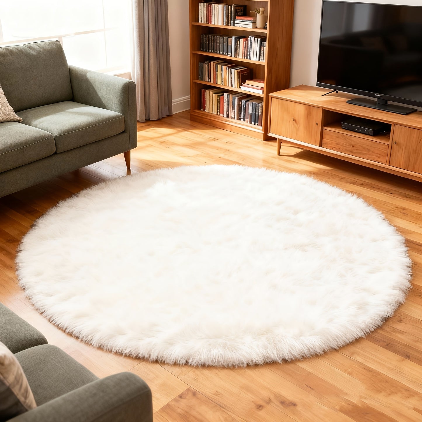 Round Area Rug Soft Shaggy Plush Circle Rug Non-Slip Indoor Floor Mat for Living Room Bedroom Dorm Tie Dye Rainbow Multi-Color Multi-Size
