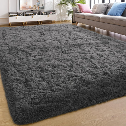 Shaggy Area Rug Soft Plush Fuzzy Carpet Non-Slip Tie-Dye Design for Bedroom Living Room Nursery Dorm — Pet Friendly Machine Washable Multiple Sizes & Colors