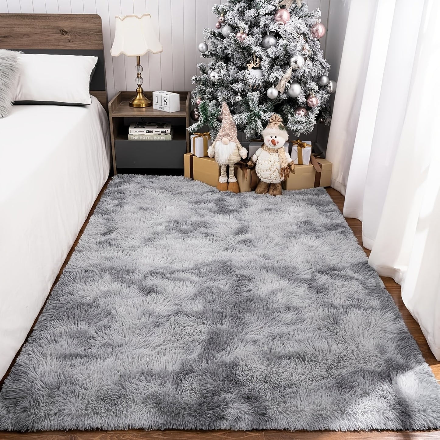 Shaggy Area Rug Soft Plush Fuzzy Carpet Non-Slip Tie-Dye Design for Bedroom Living Room Nursery Dorm — Pet Friendly Machine Washable Multiple Sizes & Colors