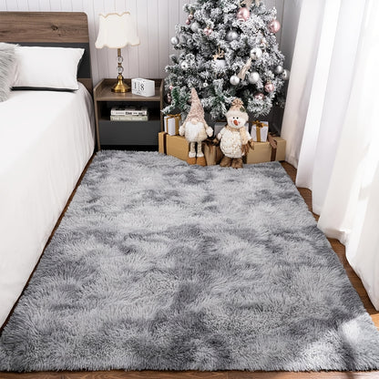 Shaggy Area Rug Soft Plush Fuzzy Carpet Non-Slip Tie-Dye Design for Bedroom Living Room Nursery Dorm — Pet Friendly Machine Washable Multiple Sizes & Colors